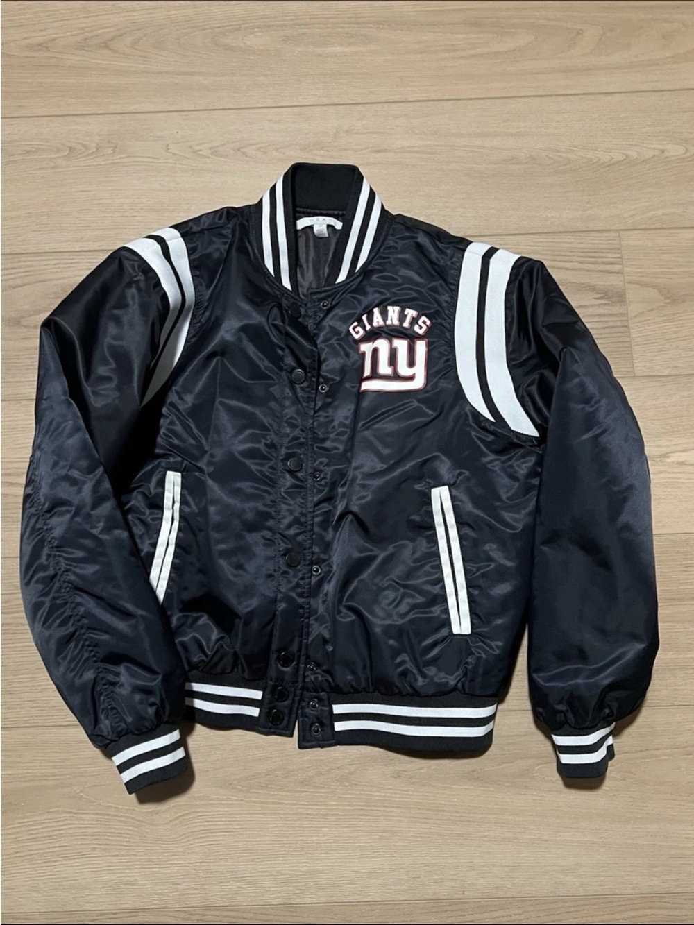Giants NY Black Satin Varsity Jacket